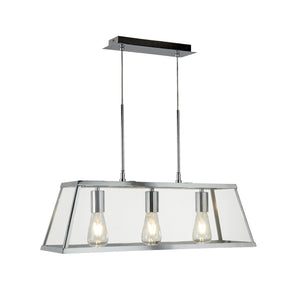 Voyager 3Lt Bar Pendant - Chrome Metal & Glass