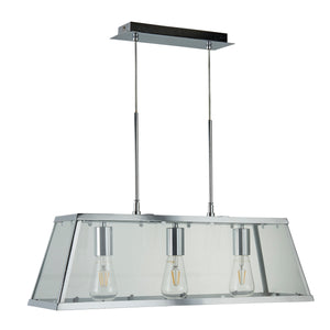 Searchlight Electric Voyager 3Lt Bar Pendant - Chrome Metal & Glass 4613-3CC