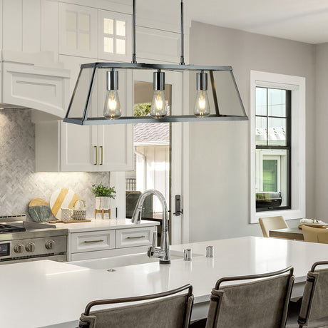 Searchlight Electric Voyager 3Lt Bar Pendant - Chrome Metal & Glass 4613-3CC