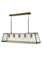 Voyager  5Lt Bar Pendant - Antique Brass Metal & Glass