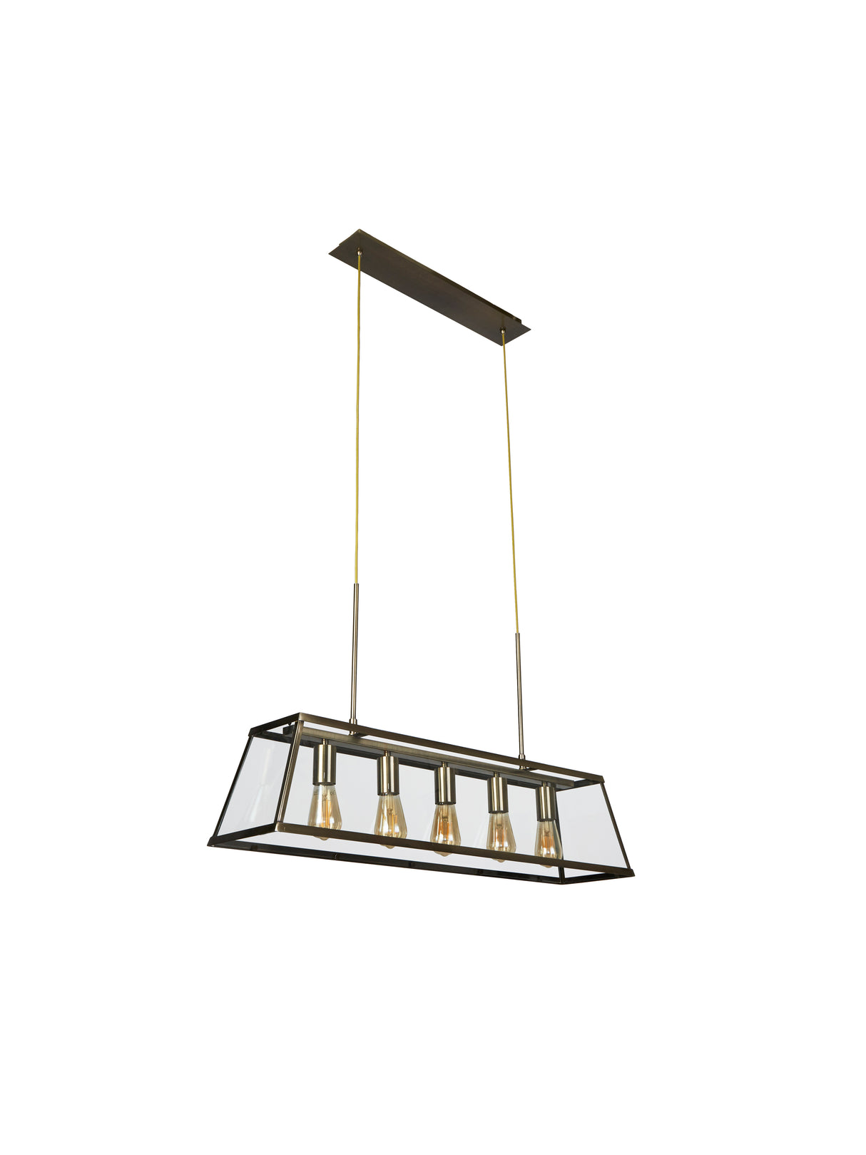 Searchlight Electric Voyager  5Lt Bar Pendant - Antique Brass Metal & Glass 4614-5AB