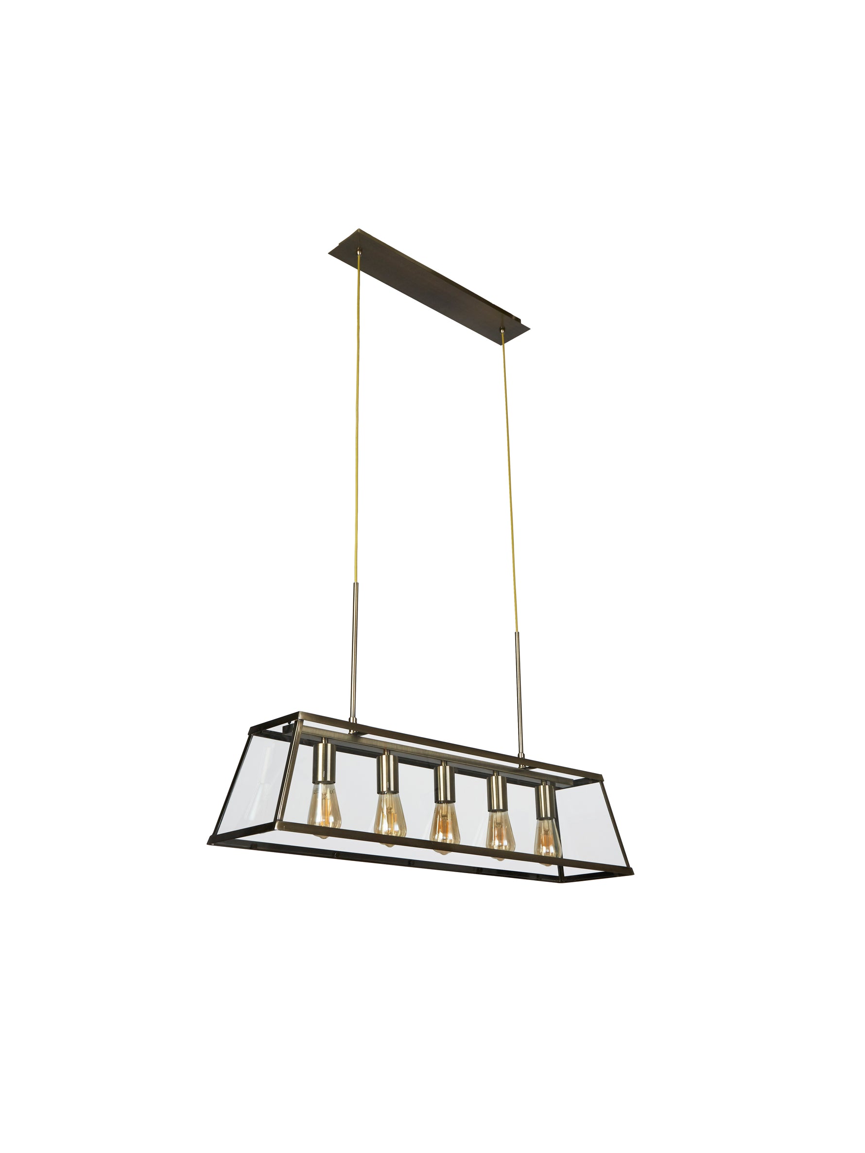 Searchlight Electric Voyager  5Lt Bar Pendant - Antique Brass Metal & Glass 4614-5AB
