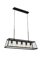 Voyager  5Lt Bar Pendant - Black Metal & Glass