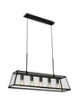 Voyager  5Lt Bar Pendant - Black Metal & Glass