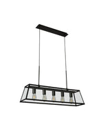 Searchlight Electric Voyager  5Lt Bar Pendant - Black Metal & Glass 4614-5BK