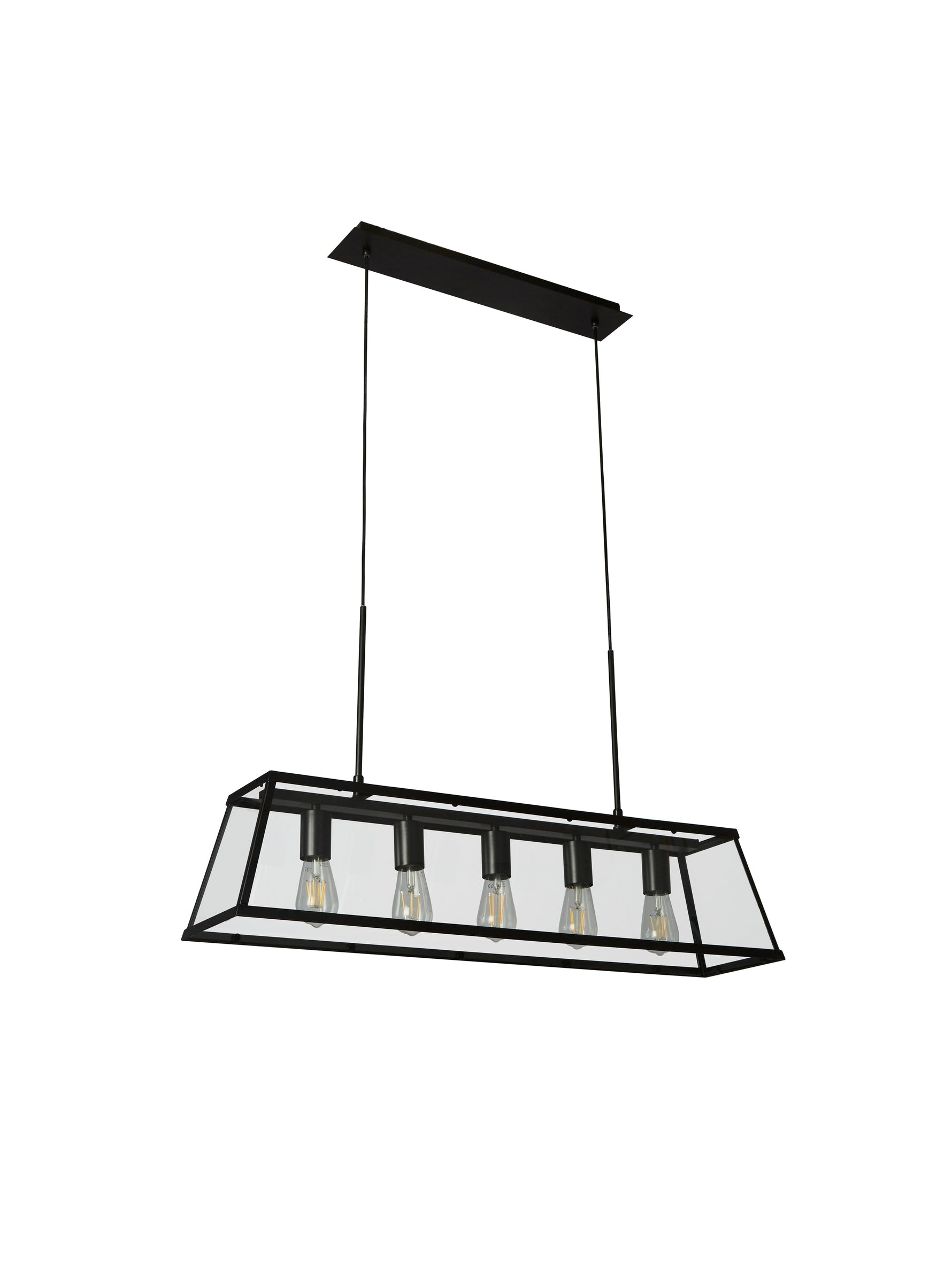 Searchlight Electric Voyager  5Lt Bar Pendant - Black Metal & Glass 4614-5BK