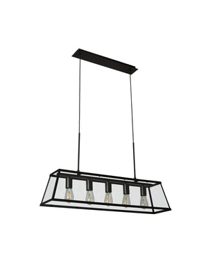 Searchlight Electric Voyager  5Lt Bar Pendant - Black Metal & Glass 4614-5BK