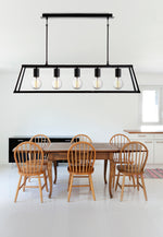 Searchlight Electric Voyager  5Lt Bar Pendant - Black Metal & Glass 4614-5BK