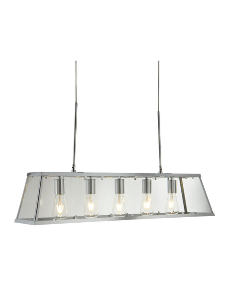 Voyager 5Lt Bar Pendant - Chrome Metal & Glass