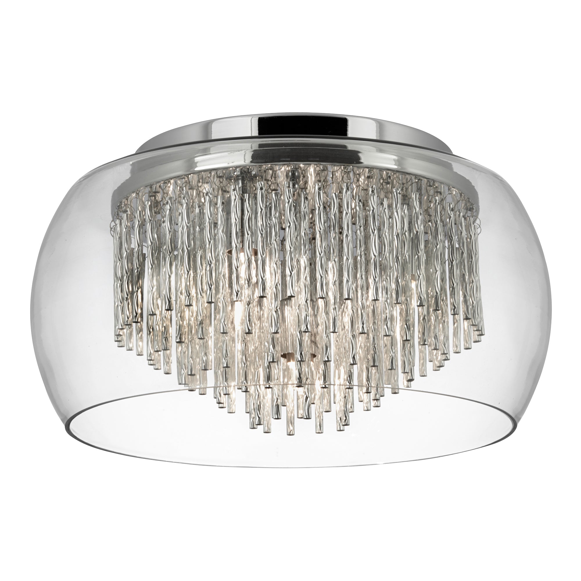 Curva 4Lt Flush - Chrome Metal & Crystal Glass