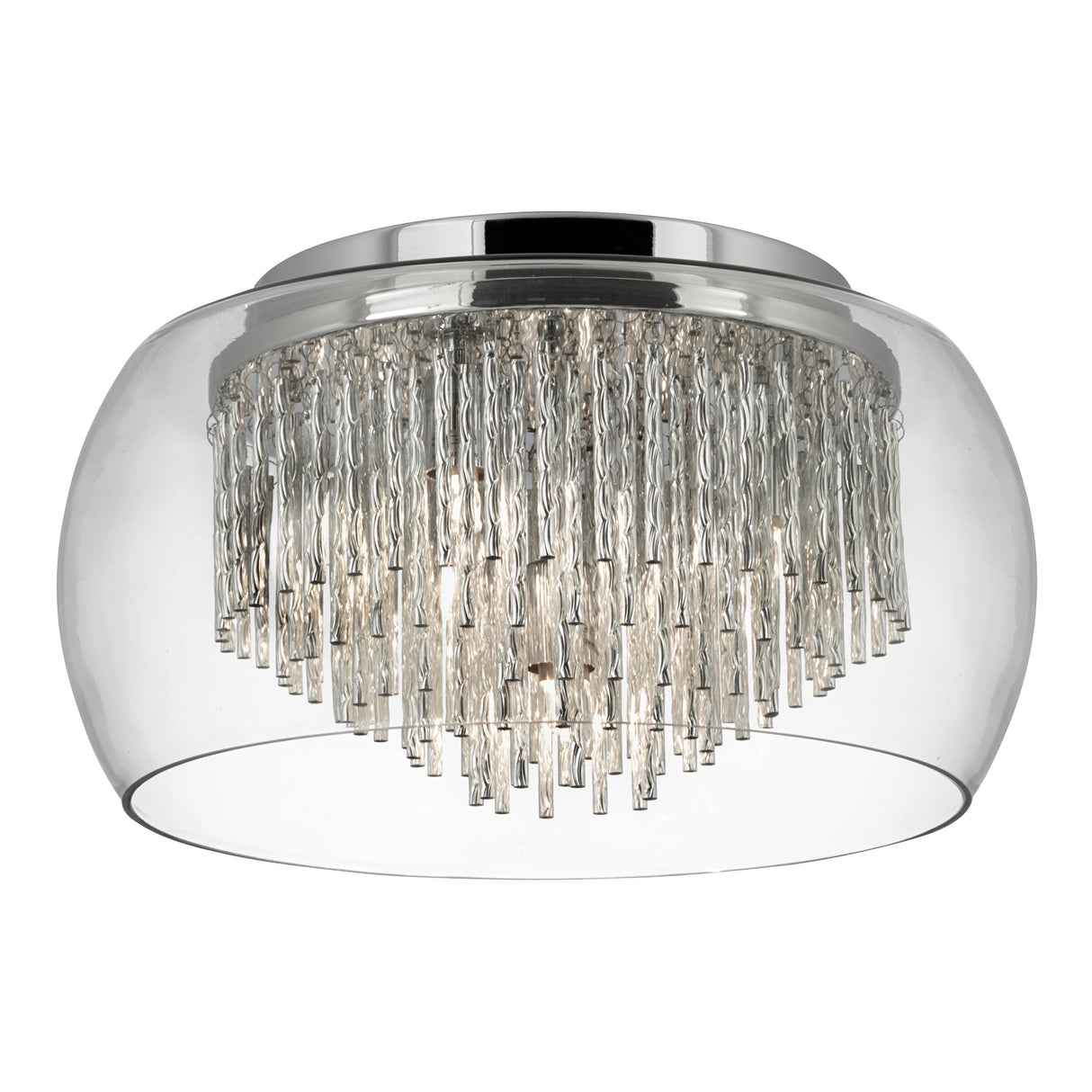 Curva 4Lt Flush - Chrome Metal & Crystal Glass