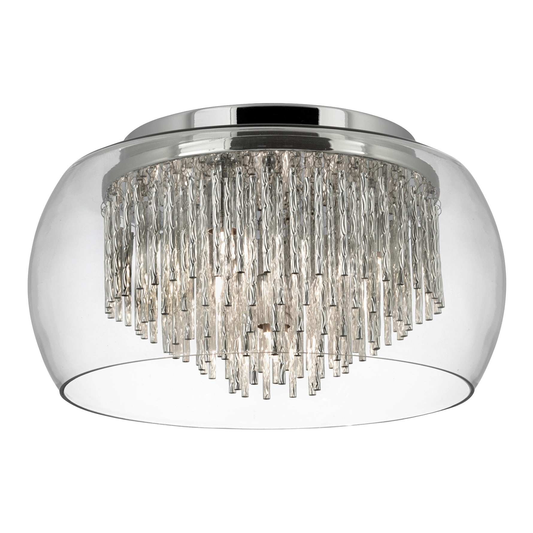 Curva 4Lt Flush - Chrome Metal & Crystal Glass