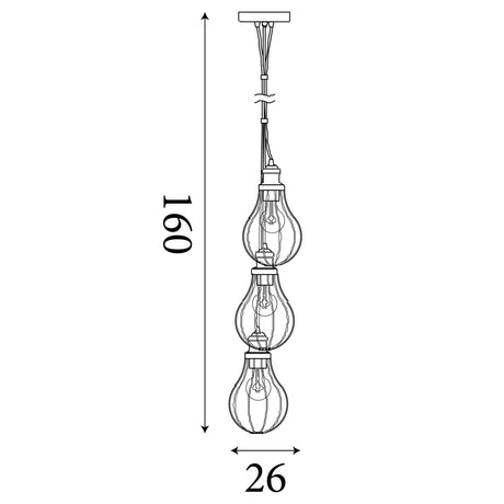 Searchlight Electric Novelty 3Lt Pendant - Multi-Coloured Metal 4683-3