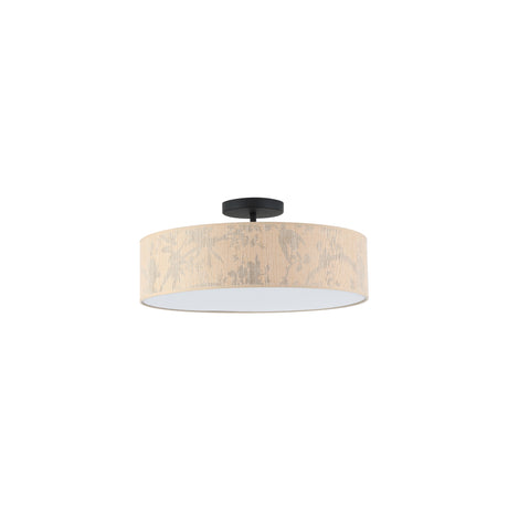 Searchlight Electric Isla 3Lt Flush Recycled Paper Shade and Black Metal 47810NA