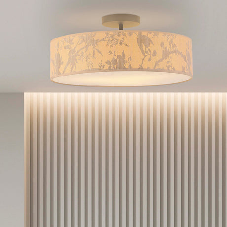 Searchlight Electric Isla 3Lt Flush Recycled Paper Shade and Black Metal 47810NA