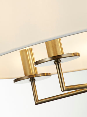 Searchlight Electric Knightsbridge 5Lt Pendant- Antique Brass & White Linen Shade 4785-5AB