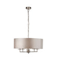 Knightsbridge 5Lt Pendant -  Satin Silver & Faux Silk Shade
