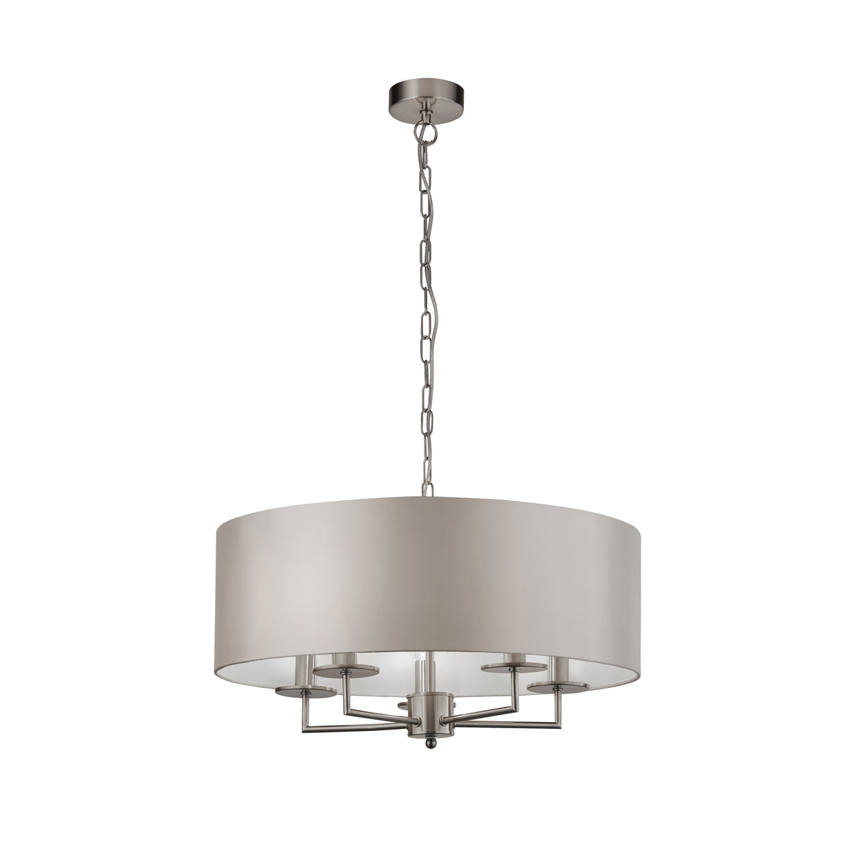 Searchlight Electric Knightsbridge 5Lt Pendant -  Satin Silver & Faux Silk Shade 4785-5SS