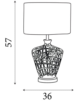 Searchlight Electric Network Table Lamp - Chrome Ceramic& Black Fabric Oval Shade 4852CC
