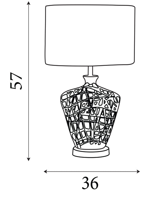 Searchlight Electric Network Table Lamp - Chrome Ceramic& Black Fabric Oval Shade 4852CC