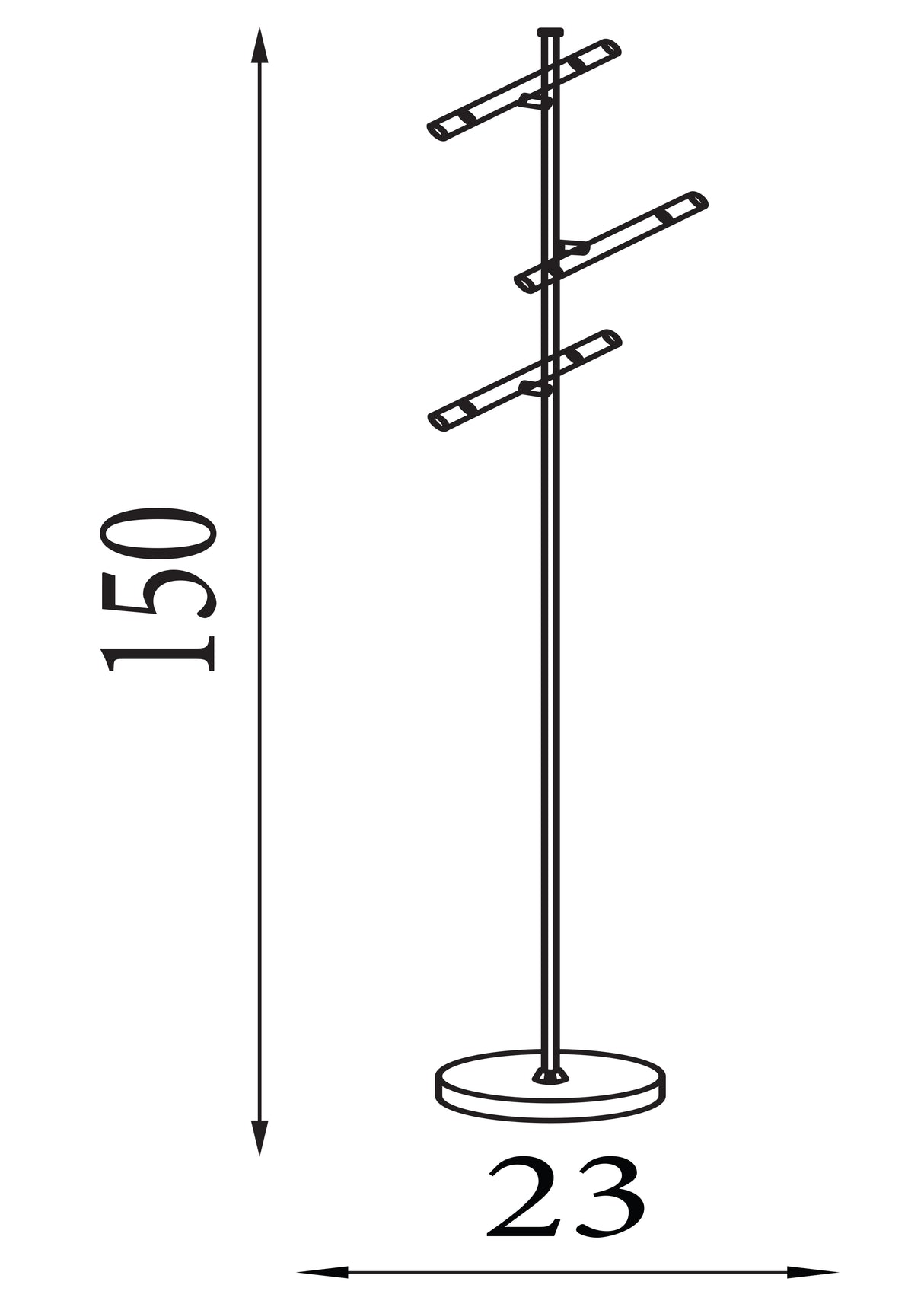 Searchlight Electric Wands 3Lt LED Floor Lamp - Black Metal & Acrylic 4869BK