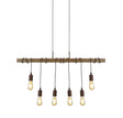 Barn 6Lt Pendant - Black Metal & Wood