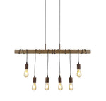 Barn 6Lt Pendant - Black Metal & Wood