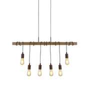 Barn 6Lt Pendant - Black Metal & Wood