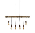 Searchlight Electric Barn 6Lt Pendant - Black Metal & Wood 4876-6BR