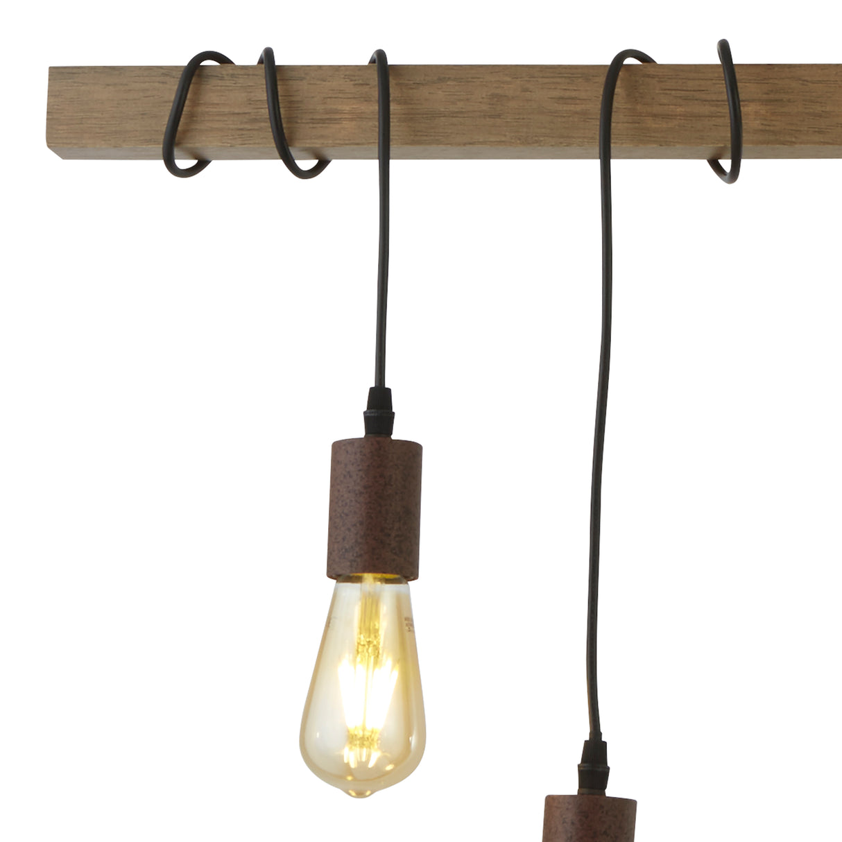 Searchlight Electric Barn 6Lt Pendant - Black Metal & Wood 4876-6BR