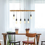 Searchlight Electric Barn 6Lt Pendant - Black Metal & Wood 4876-6BR
