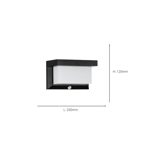 Eglo EU UTRERA Solar Wall Light – Black Plastic, Motion Sensor, Dimmable LED, Outdoor Lighting