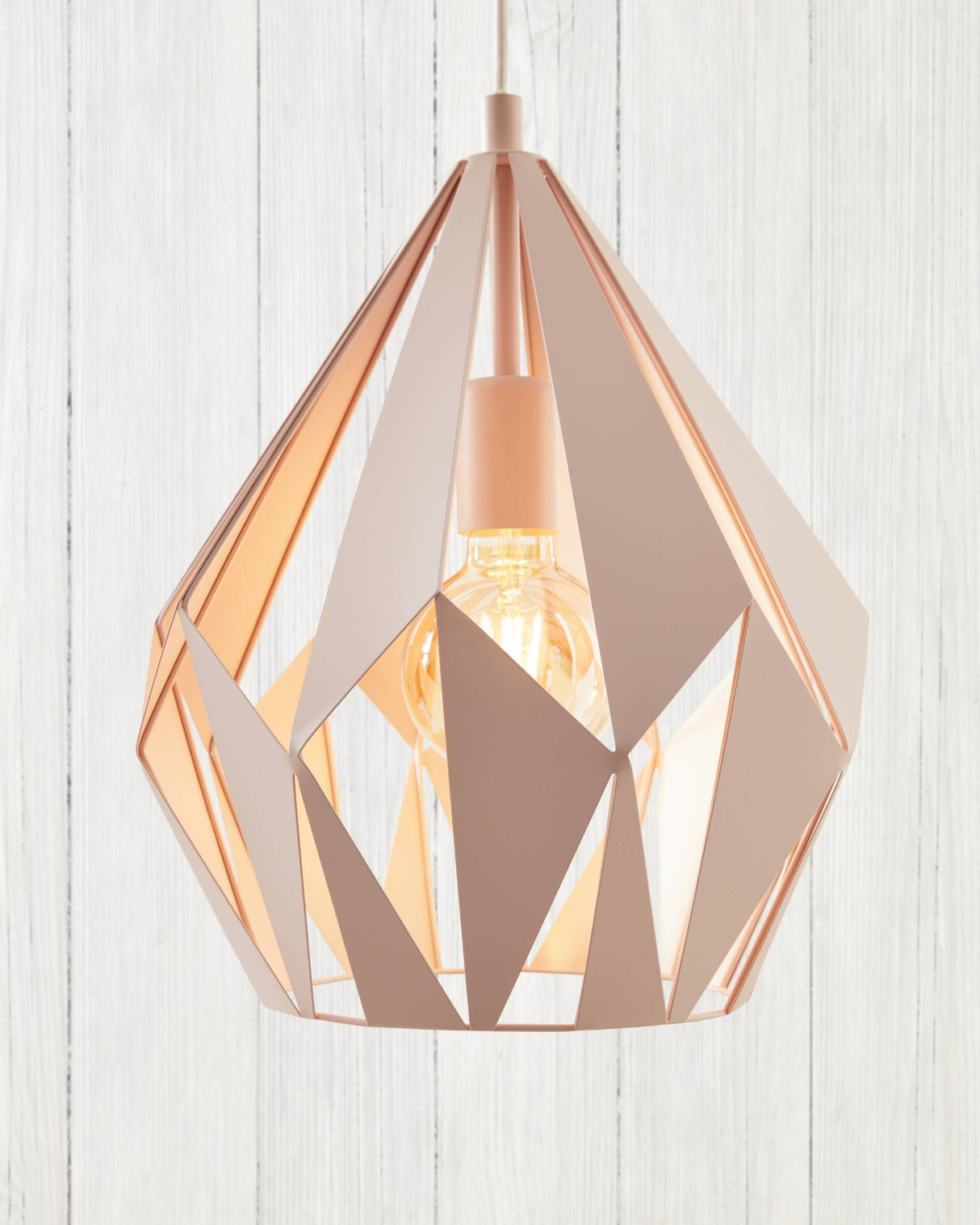 Eglo EU Carlton-P Light Apricot Metal 1 Light Ceiling Pendant, (D) 31cm