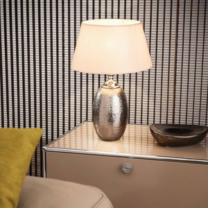 Eglo EU SAWTRY Table Lamp – Vintage Nickel Finish, E27, Inline Switch, Indoor Lighting
