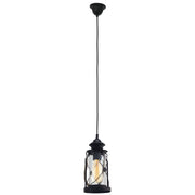 Eglo EU BRADFORD Pendant Ceiling Light – Vintage Black Steel with Clear Glass, E27, Height Adjustable