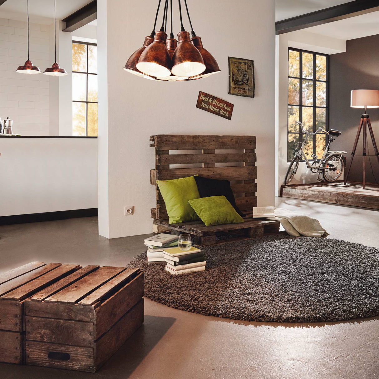 Eglo EU Single Pendant Light E27 Copper Antique AUCKLAND  