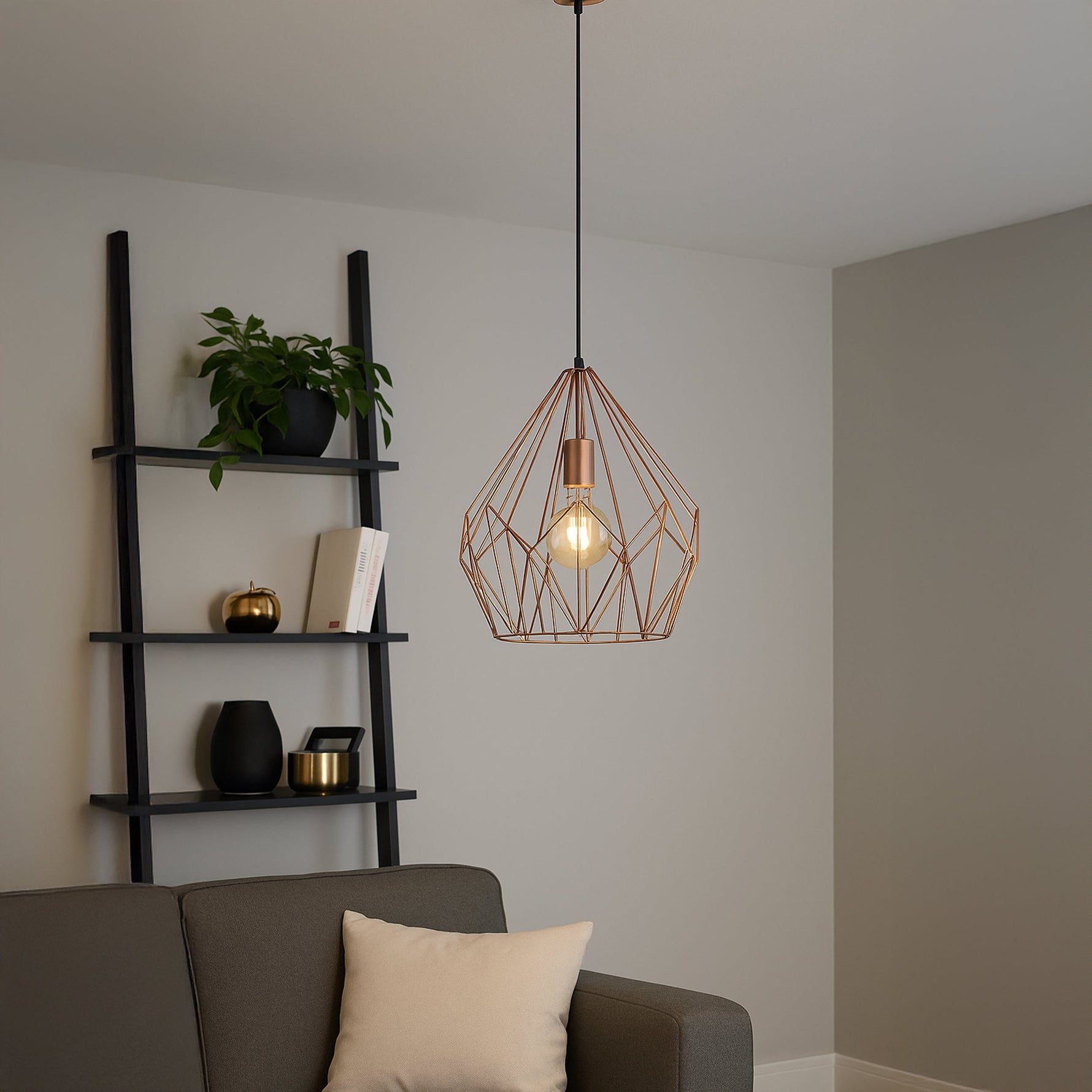 Eglo EU Siruela Steel Black Contemporary Organic Paper Ceiling Light product image - Endon Lighting from First Light Direct with great prices and fast UK delivery