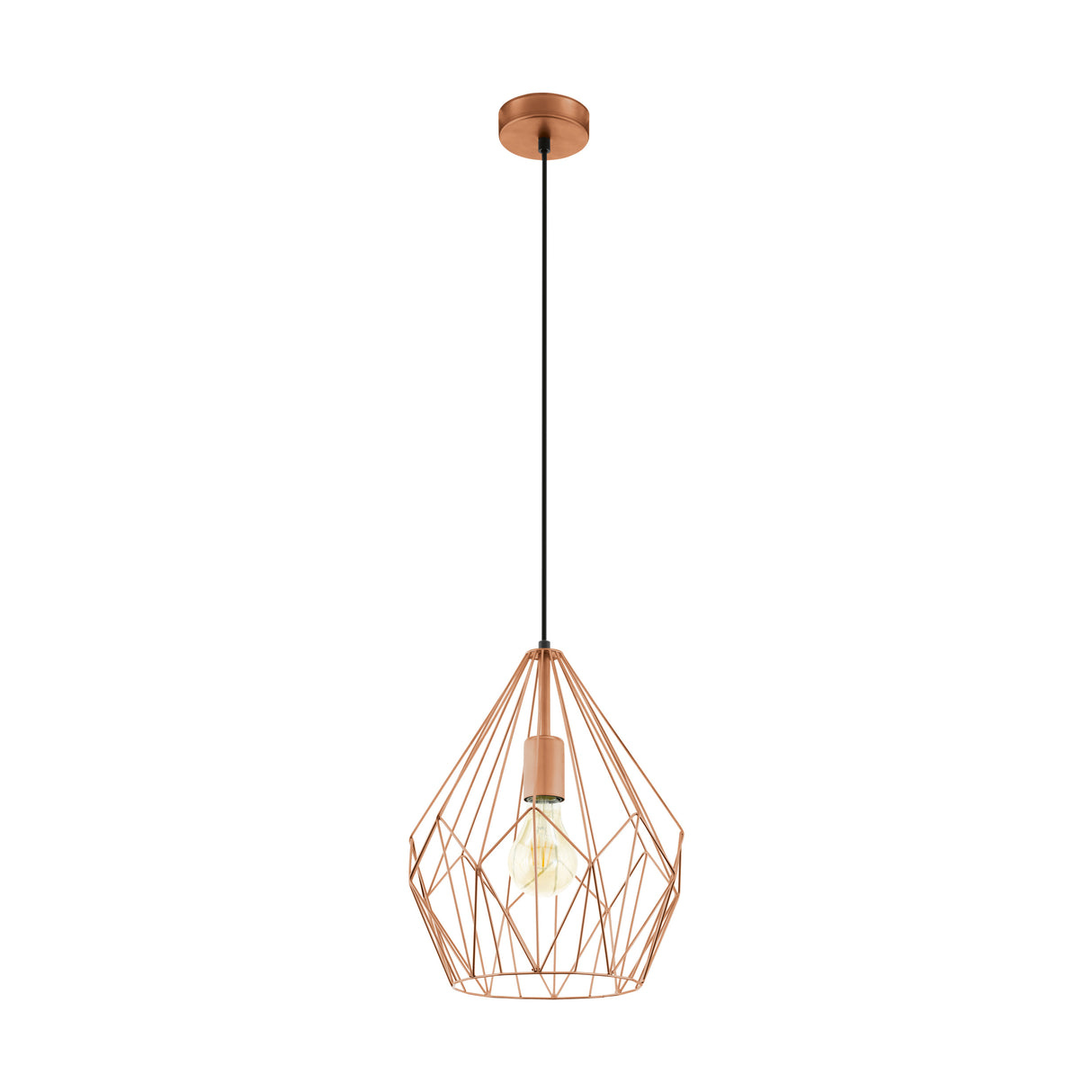 Eglo EU Carlton Black Metal 1 Light Ceiling Pendant, (D) 31cm