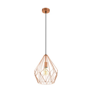Eglo EU Carlton Black Metal 1 Light Ceiling Pendant, (D) 31cm