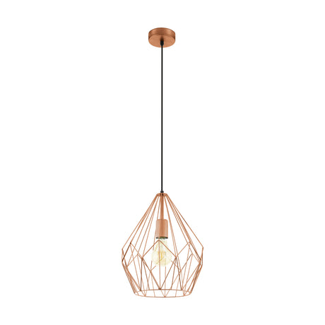 Eglo EU Carlton Black Metal 1 Light Ceiling Pendant, (D) 31cm