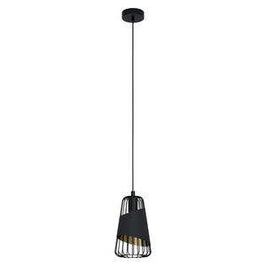 Eglo EU Austell Single Pendant Light E27 Black Gold