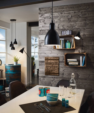 Eglo EU Priddy Black Metal 1 Light Ceiling Pendant, 15.5cm Dia