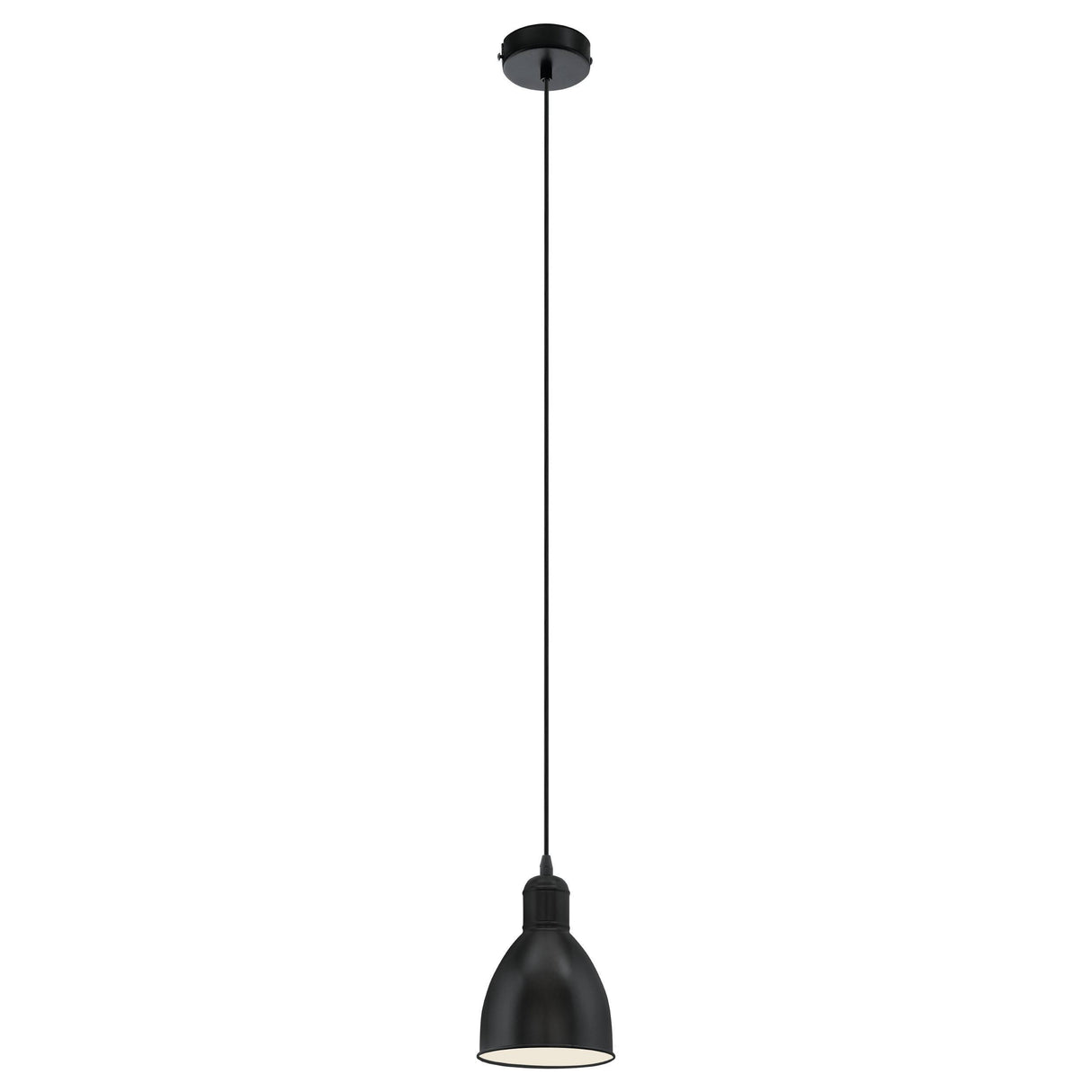 Eglo EU Priddy Black Metal 1 Light Ceiling Pendant, 15.5cm Dia