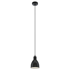 Eglo EU Priddy Black Metal 1 Light Ceiling Pendant, 15.5cm Dia