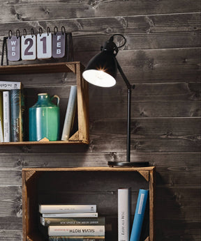 Eglo EU PRIDDY Table Lamp – Vintage Black & White Steel Desk Light, E27, Inline Switch, Indoor Lighting