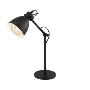 Eglo EU PRIDDY Table Lamp – Vintage Black & White Steel Desk Light, E27, Inline Switch, Indoor Lighting