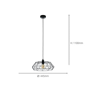 Eglo EU Carlton 2 Black Steel Pendant Light