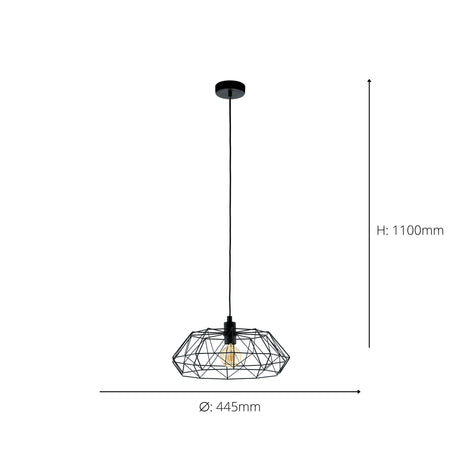 Eglo EU Carlton 2 Black Steel Pendant Light
