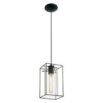 Eglo EU LONCINO Pendant Ceiling Light – Vintage Black Steel with Smoked Glass, E27, Height Adjustable