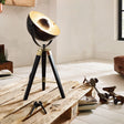 Eglo EU COVALEDA Table Lamp – Vintage Wood & Brass Design, E27, Inline Switch, Indoor Lighting